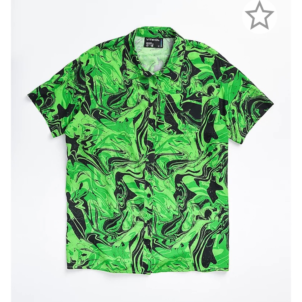 Green Marble Button Up Shirt by Vitrio